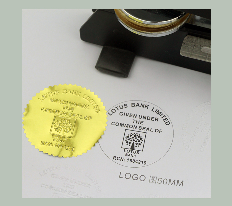 embossed company stamp